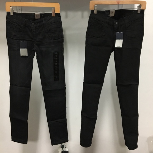 NWT BLEULAB GREAT SUPER STRETCH FIT HORSESHOE BLK JEGGING Reversible Jean - Picture 2 of 12